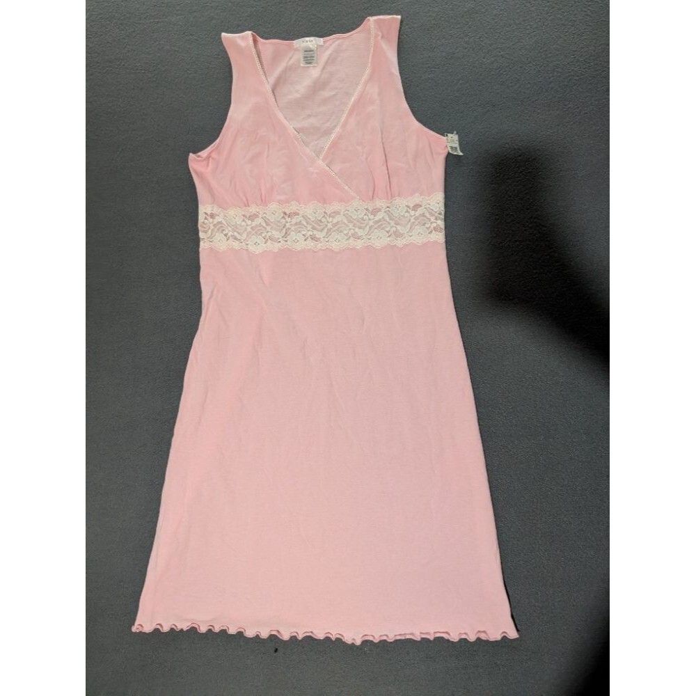 PINK K Vintage 2006 Pink Cotton Nightgown Sleepwear Lace Trim Size Medium NWT